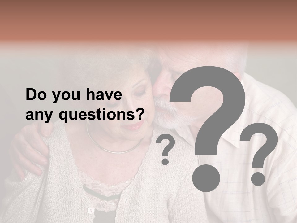 A Senior Man And Wife Deeply In Love. She Is Upset And He Is Comforting Her. PowerPoint Template