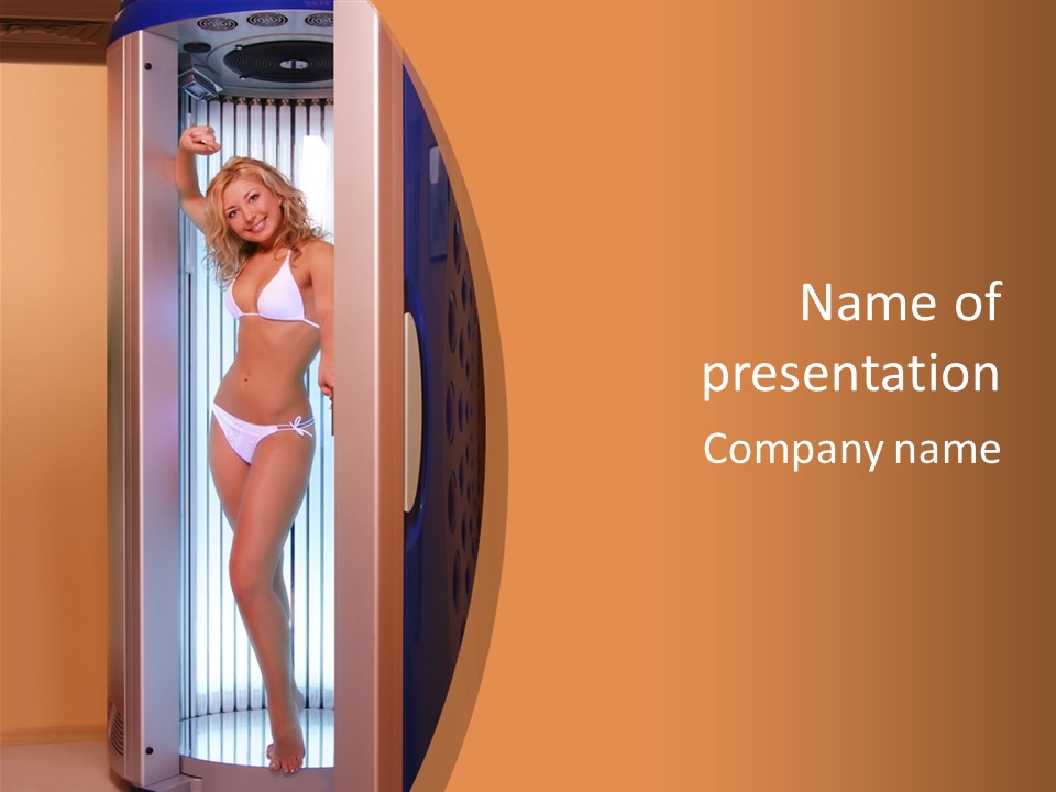 The Girl Standing In Solarium, Smiling. PowerPoint Template