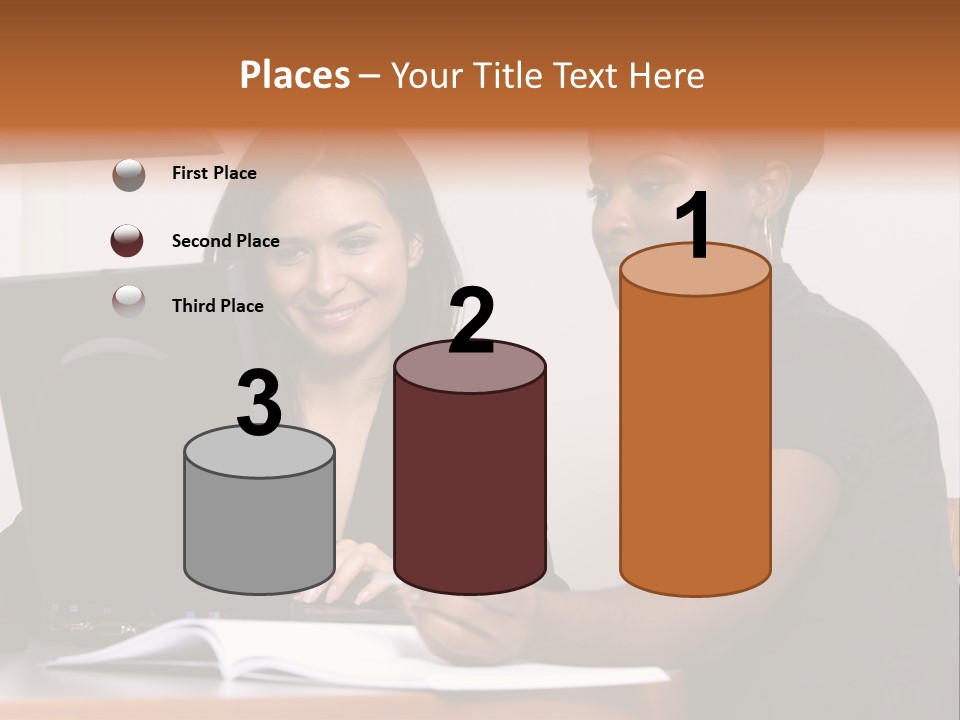 Two Women Working At The Computer PowerPoint Template