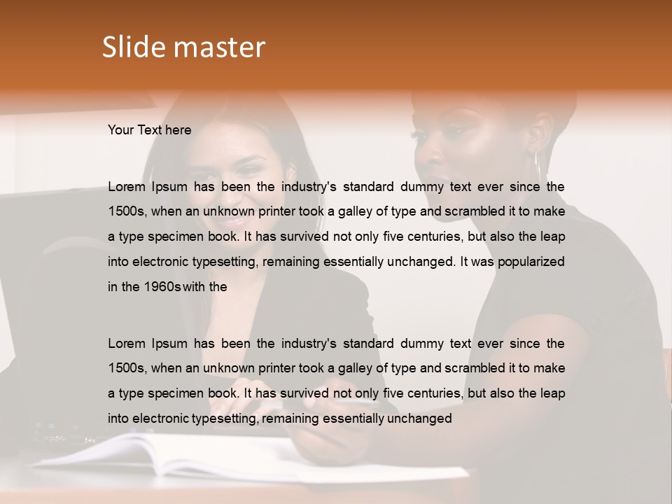 Two Women Working At The Computer PowerPoint Template