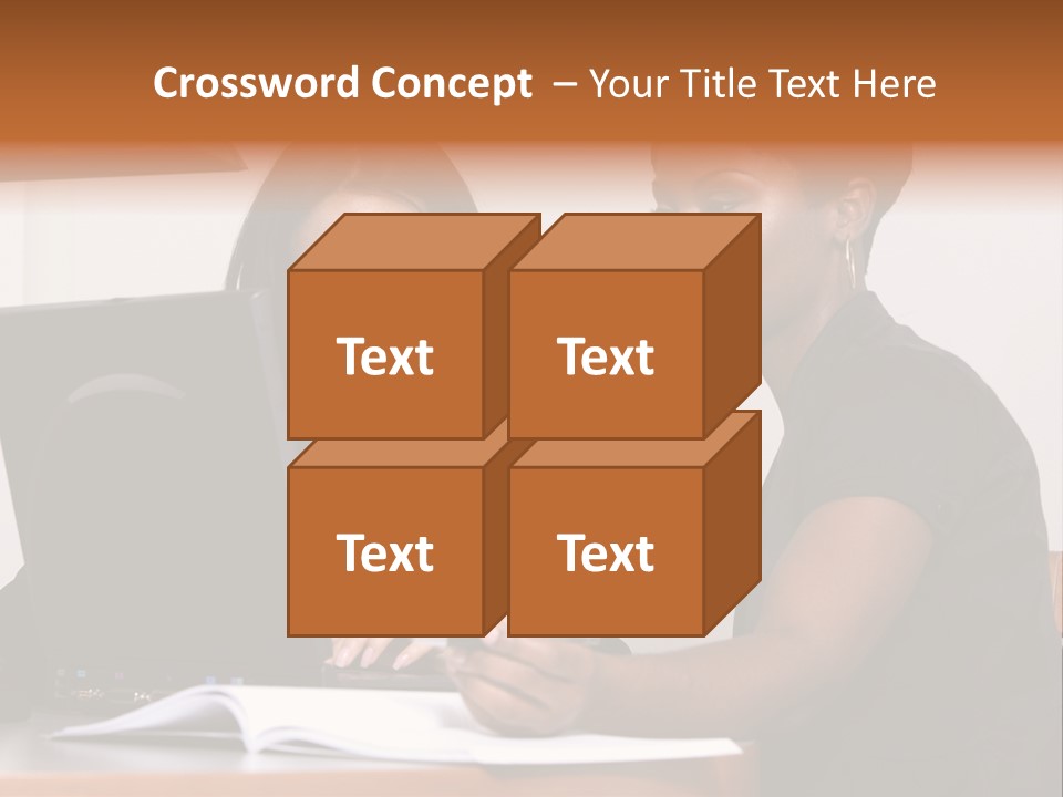 Two Women Working At The Computer PowerPoint Template
