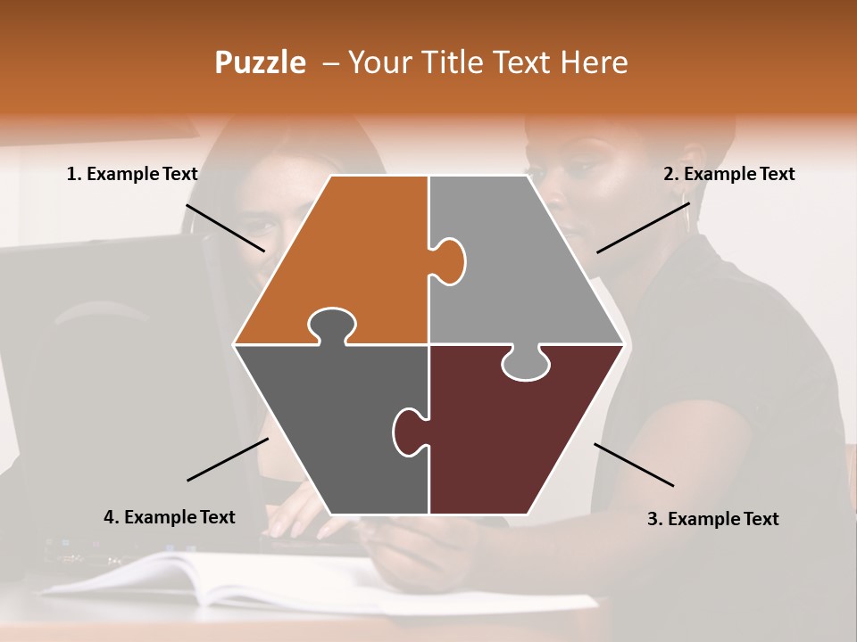 Two Women Working At The Computer PowerPoint Template