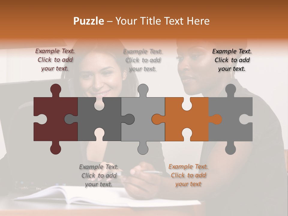 Two Women Working At The Computer PowerPoint Template