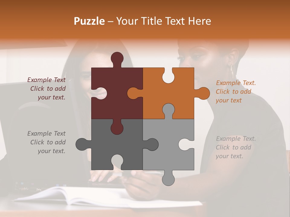 Two Women Working At The Computer PowerPoint Template