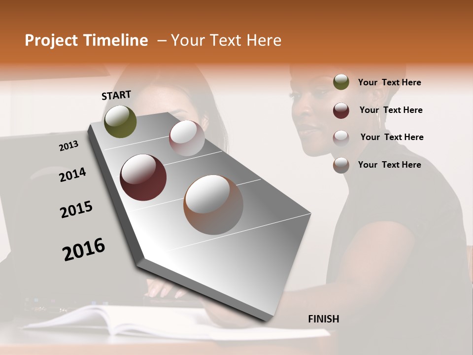 Two Women Working At The Computer PowerPoint Template