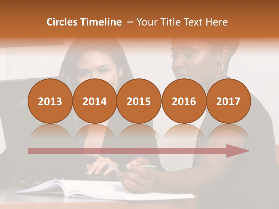 Two Women Working At The Computer PowerPoint Template