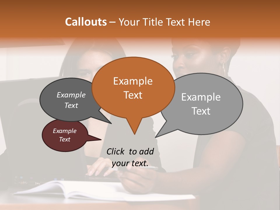 Two Women Working At The Computer PowerPoint Template