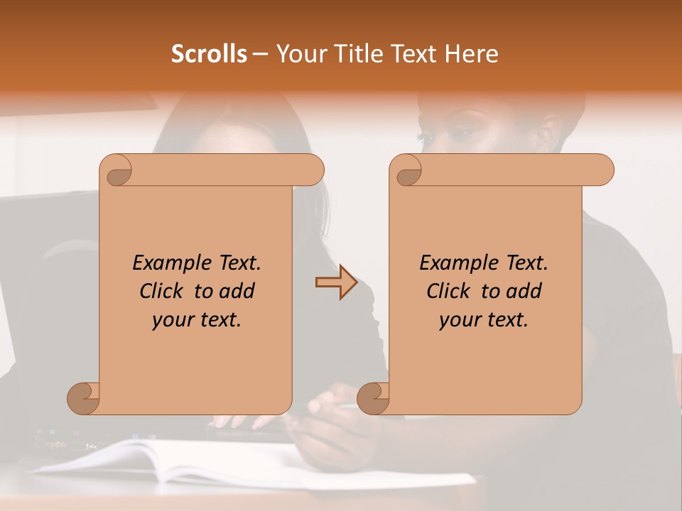 Two Women Working At The Computer PowerPoint Template