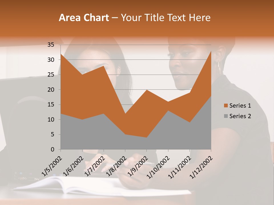 Two Women Working At The Computer PowerPoint Template