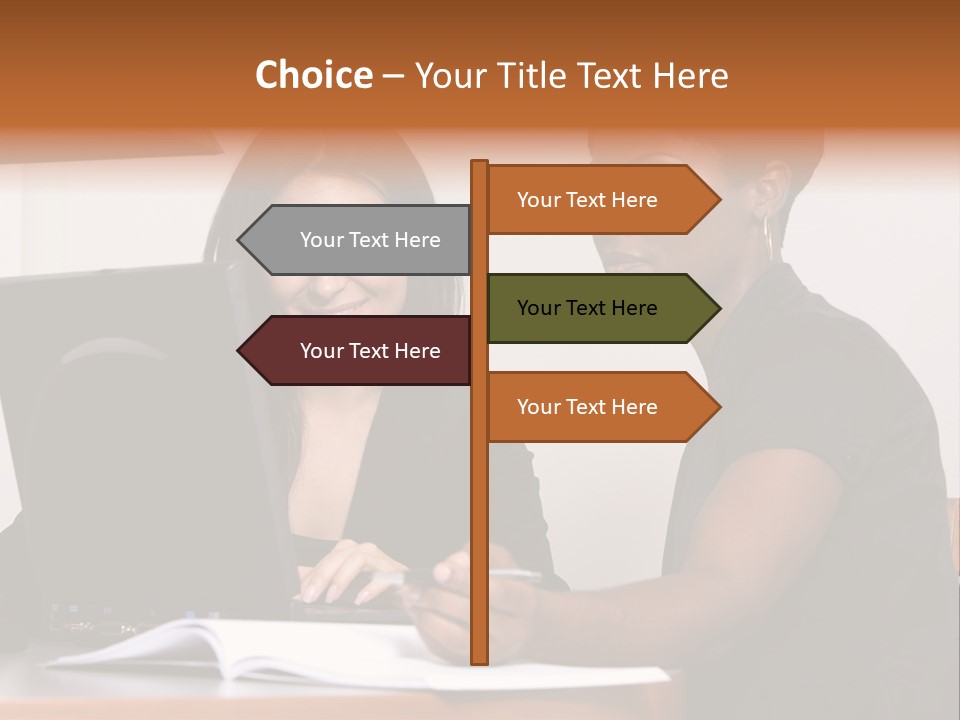 Two Women Working At The Computer PowerPoint Template