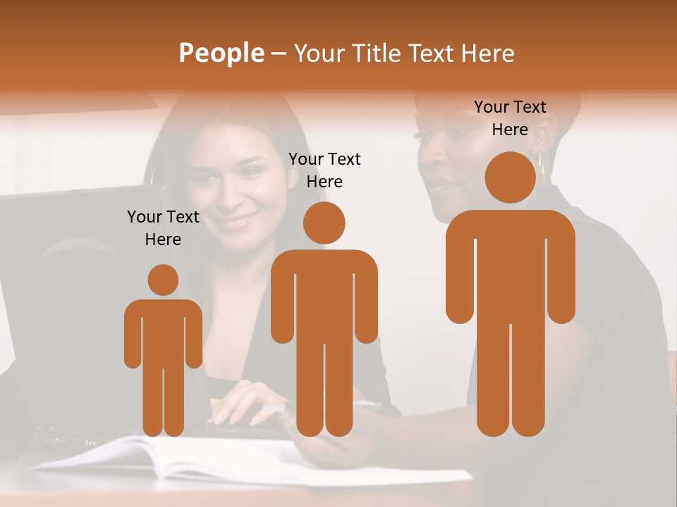 Two Women Working At The Computer PowerPoint Template