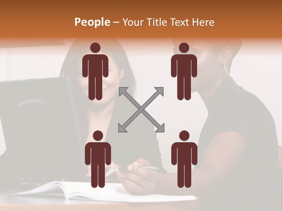 Two Women Working At The Computer PowerPoint Template