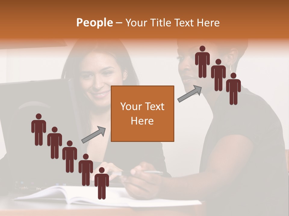 Two Women Working At The Computer PowerPoint Template