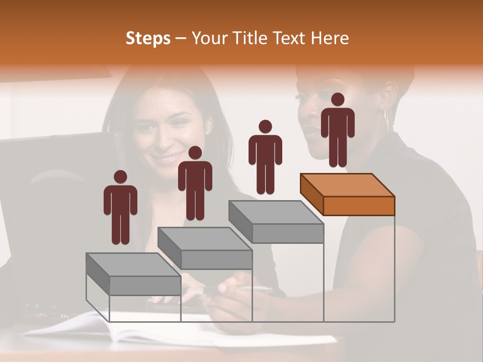 Two Women Working At The Computer PowerPoint Template