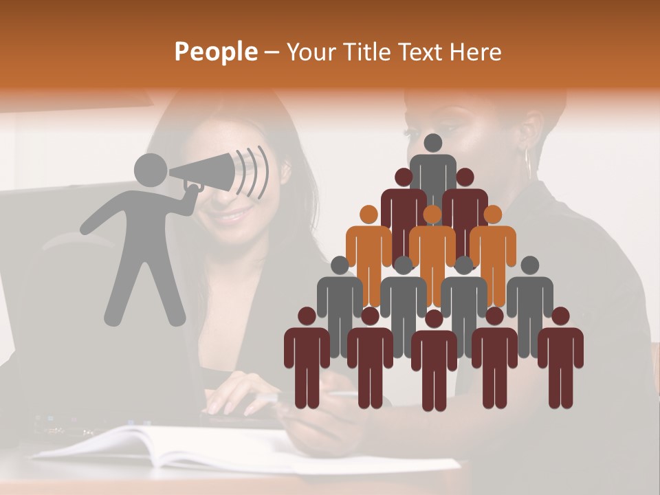 Two Women Working At The Computer PowerPoint Template