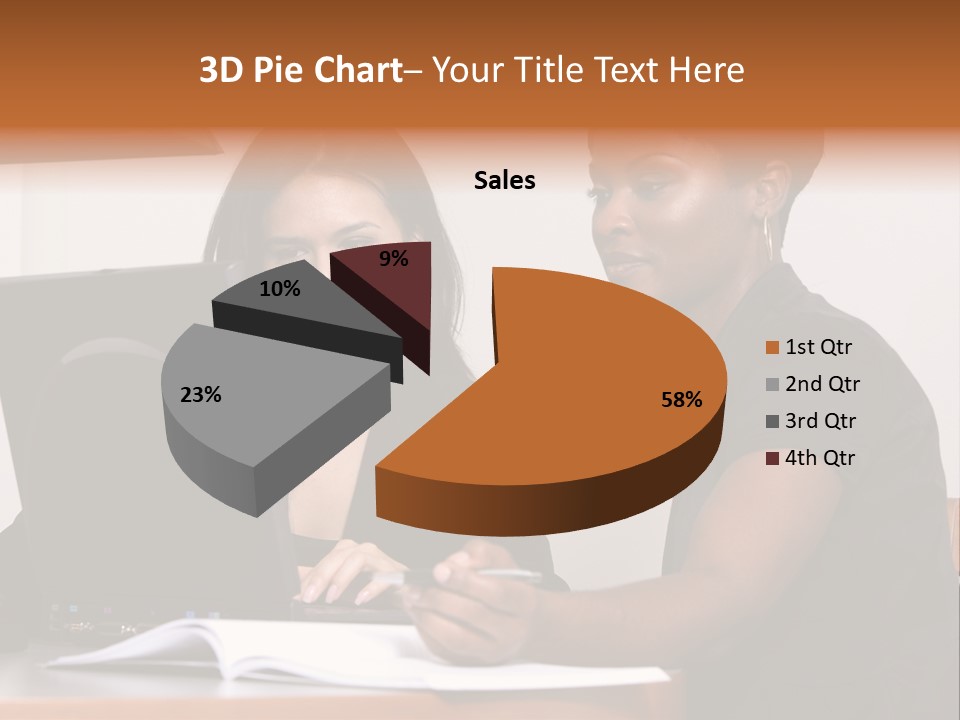 Two Women Working At The Computer PowerPoint Template