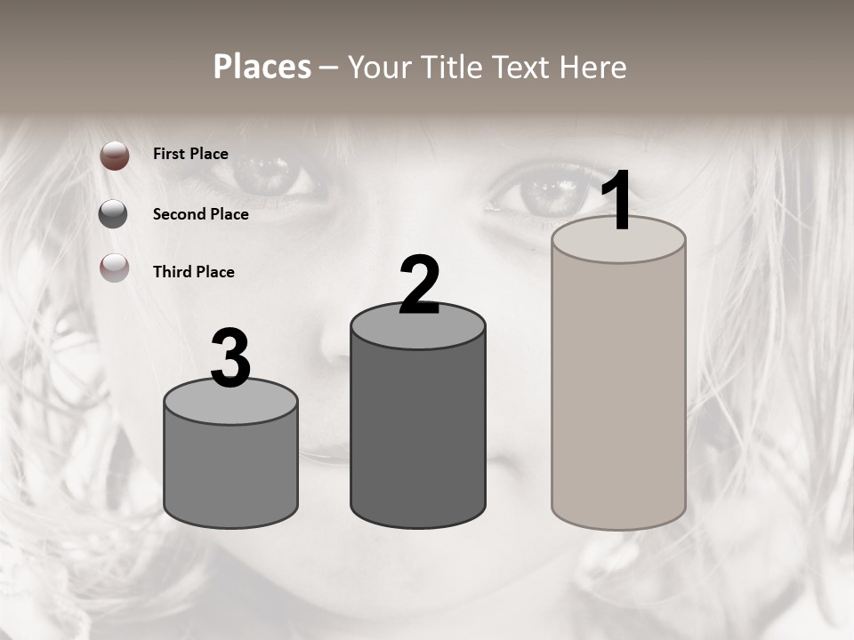 Black And White Portrait Of Cute Girl PowerPoint Template