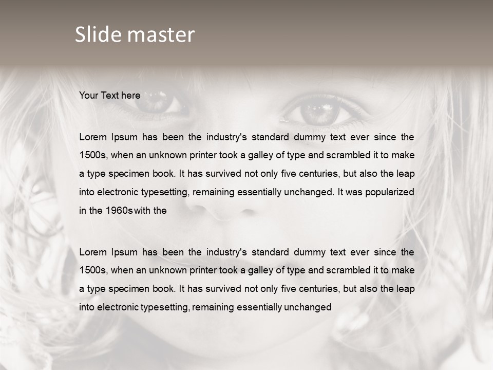 Black And White Portrait Of Cute Girl PowerPoint Template