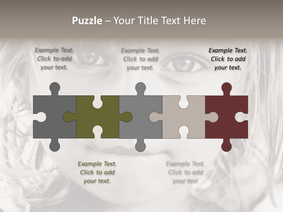 Black And White Portrait Of Cute Girl PowerPoint Template