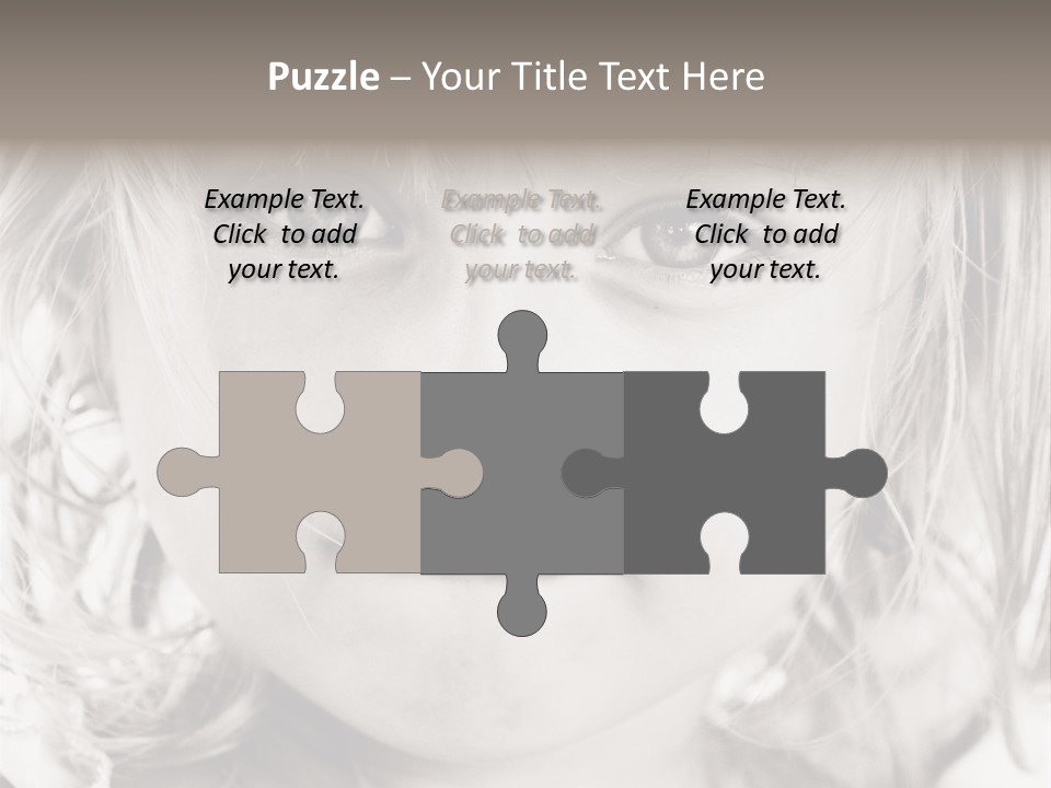 Black And White Portrait Of Cute Girl PowerPoint Template