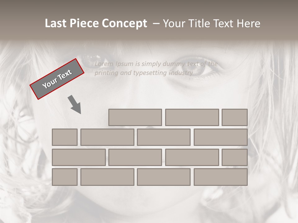 Black And White Portrait Of Cute Girl PowerPoint Template