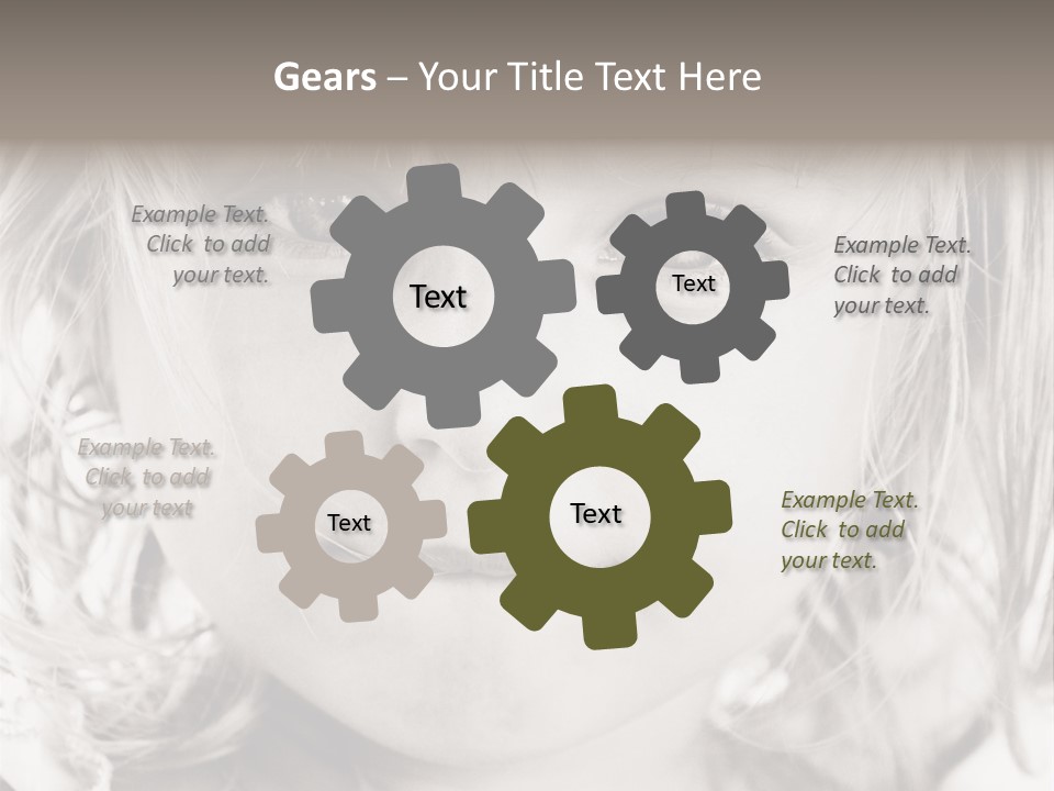 Black And White Portrait Of Cute Girl PowerPoint Template