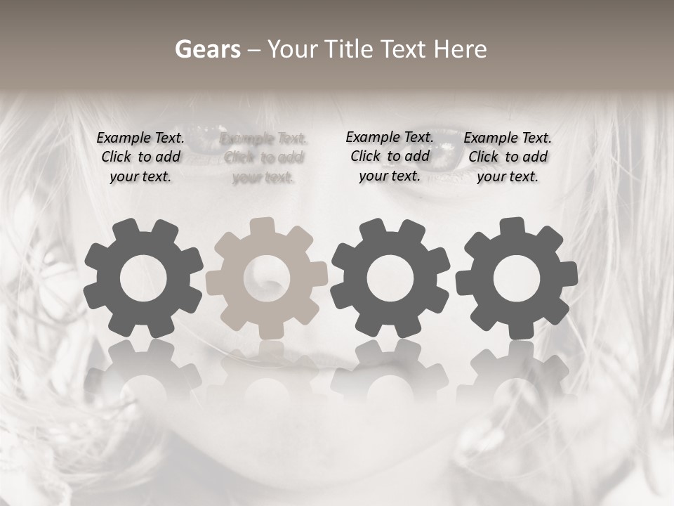 Black And White Portrait Of Cute Girl PowerPoint Template