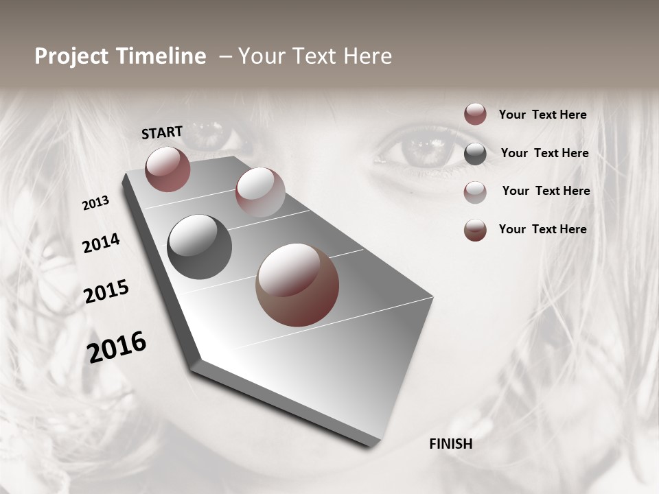 Black And White Portrait Of Cute Girl PowerPoint Template