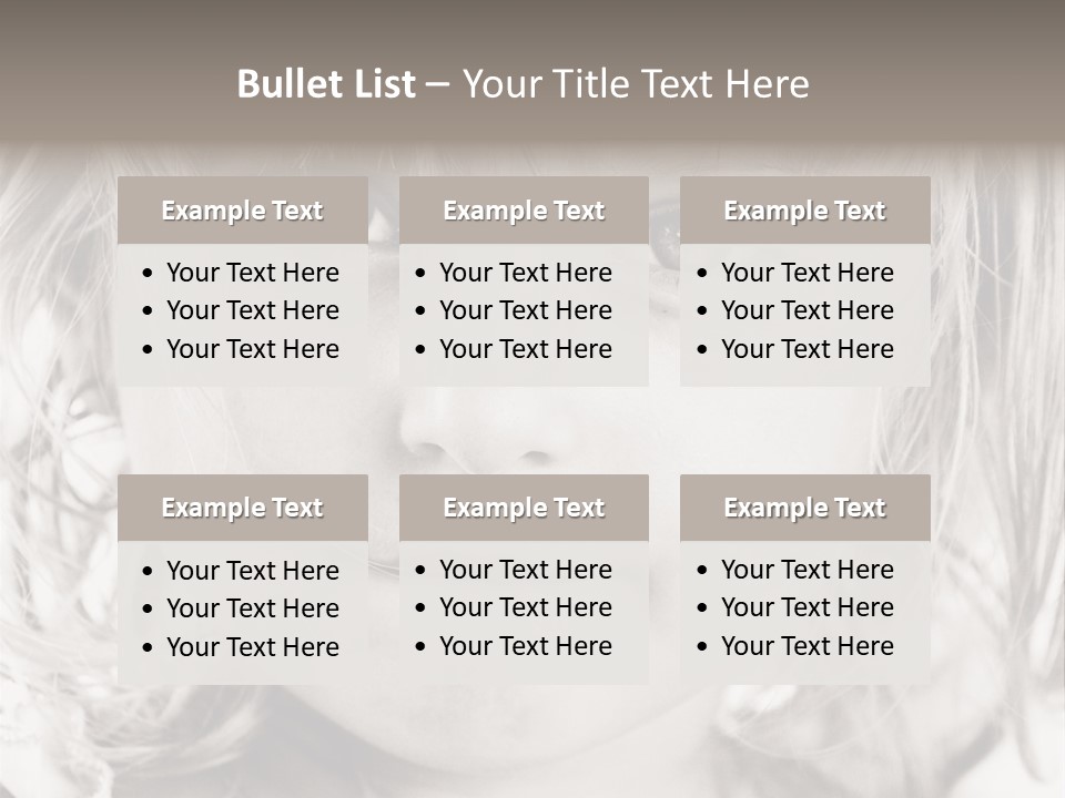 Black And White Portrait Of Cute Girl PowerPoint Template