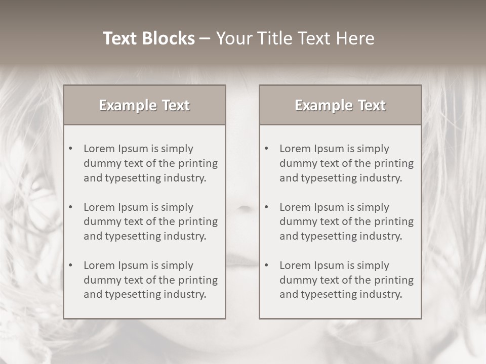 Black And White Portrait Of Cute Girl PowerPoint Template
