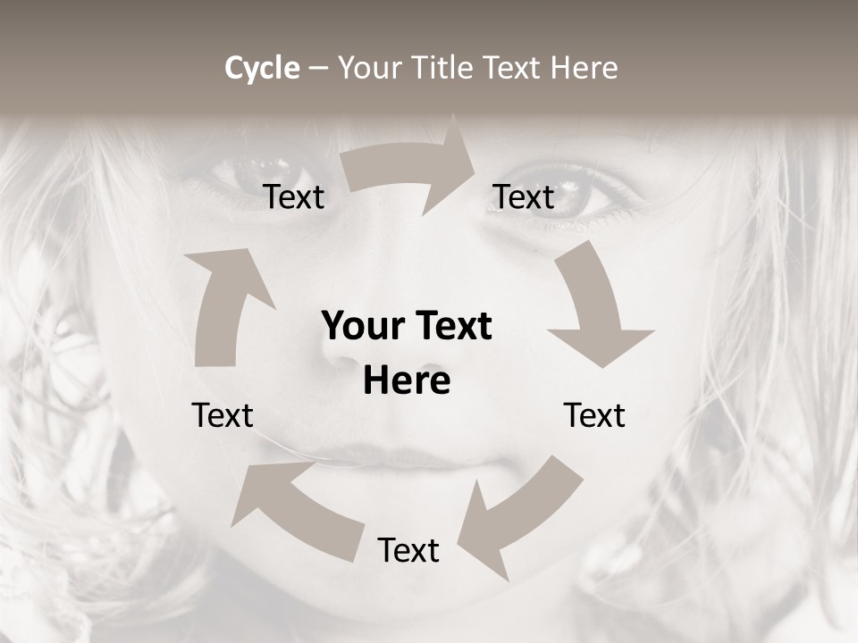 Black And White Portrait Of Cute Girl PowerPoint Template