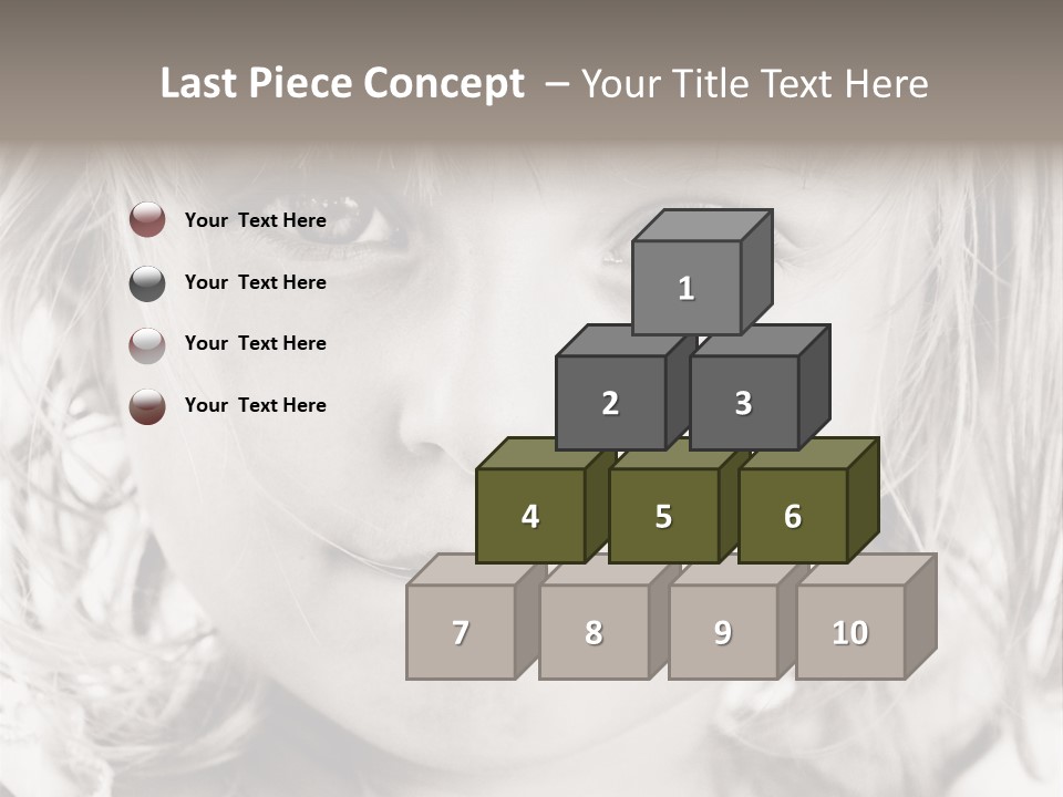 Black And White Portrait Of Cute Girl PowerPoint Template