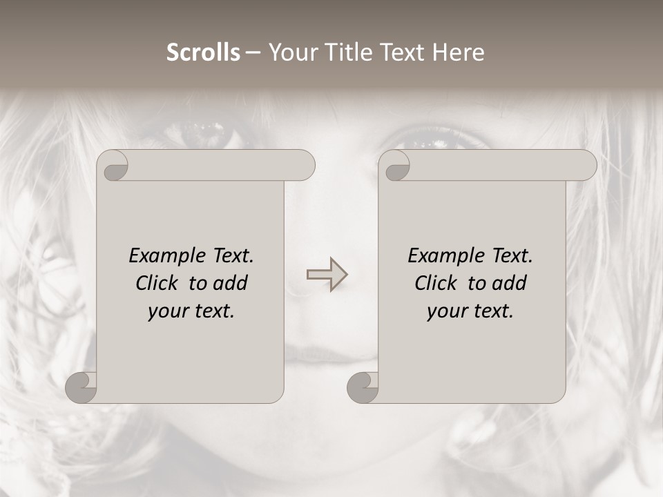 Black And White Portrait Of Cute Girl PowerPoint Template