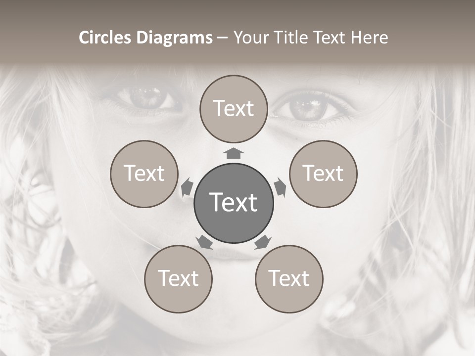 Black And White Portrait Of Cute Girl PowerPoint Template