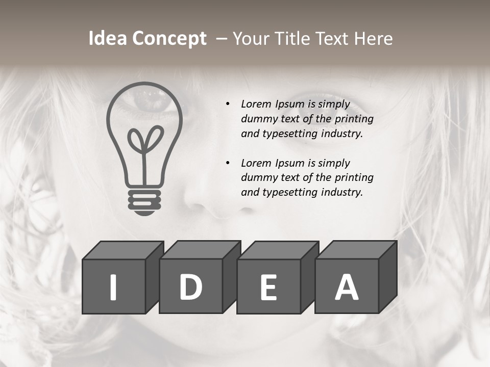 Black And White Portrait Of Cute Girl PowerPoint Template