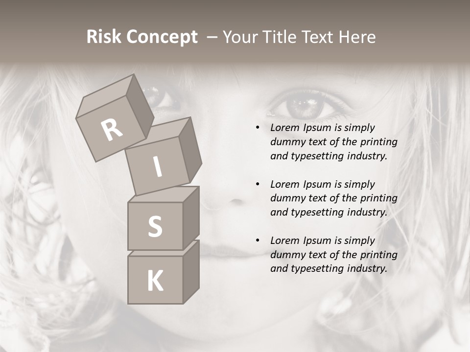 Black And White Portrait Of Cute Girl PowerPoint Template