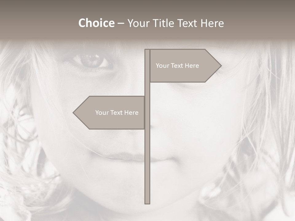 Black And White Portrait Of Cute Girl PowerPoint Template