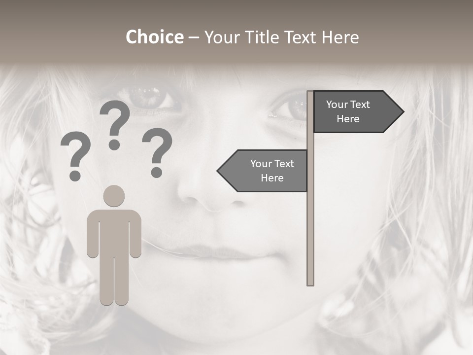 Black And White Portrait Of Cute Girl PowerPoint Template