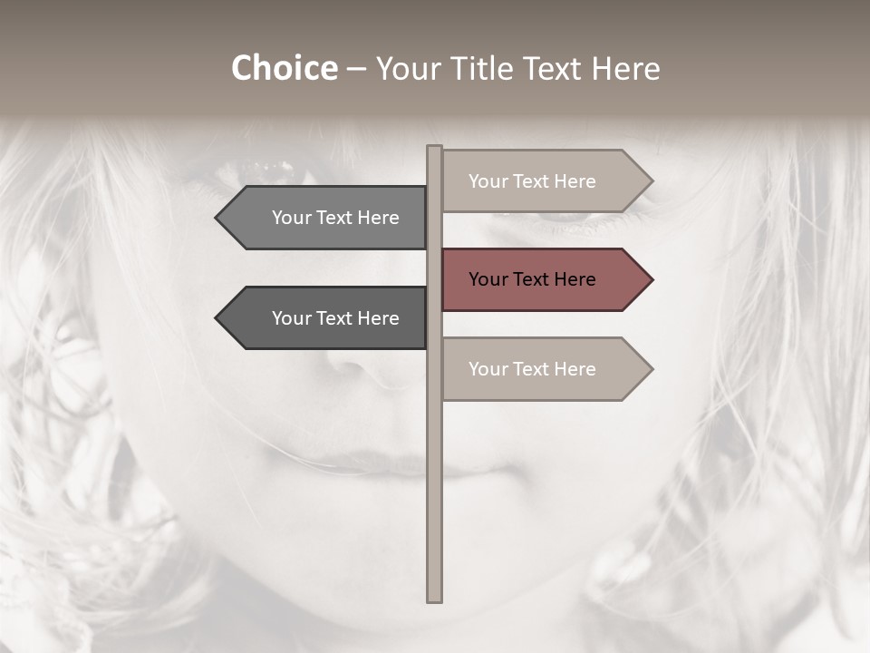 Black And White Portrait Of Cute Girl PowerPoint Template