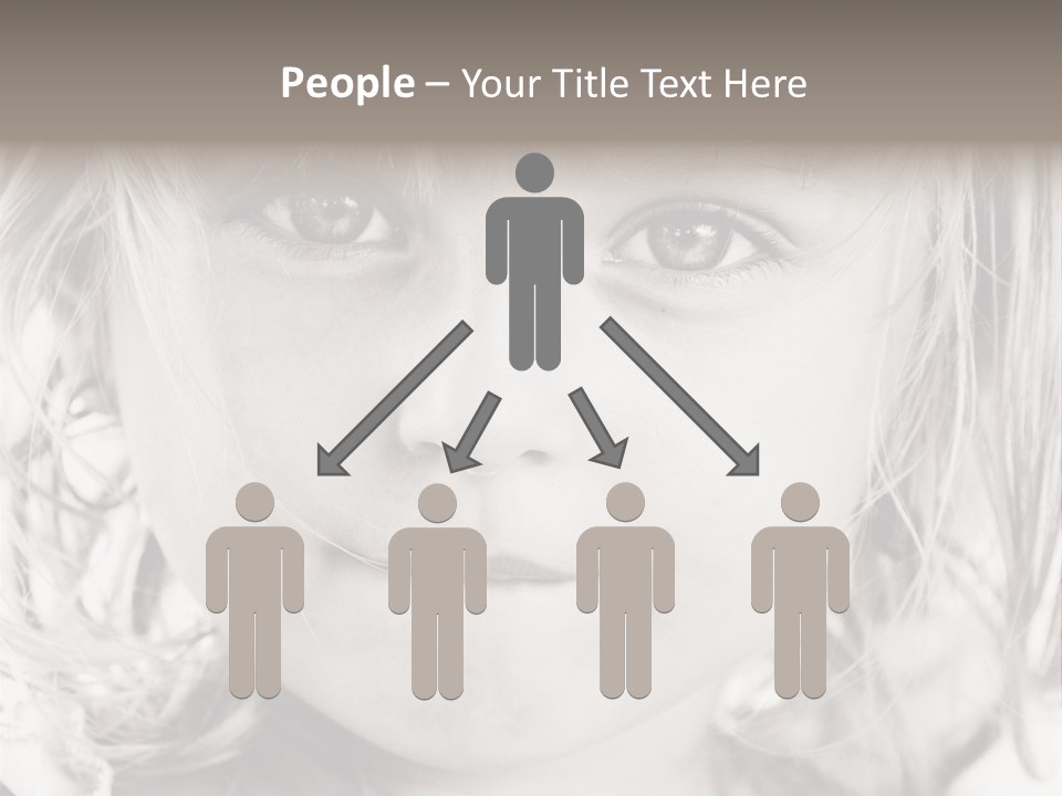 Black And White Portrait Of Cute Girl PowerPoint Template