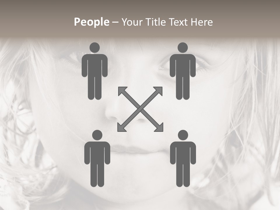 Black And White Portrait Of Cute Girl PowerPoint Template