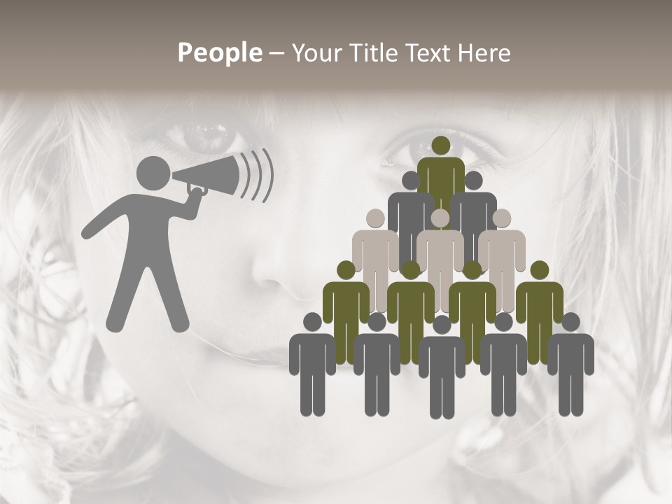 Black And White Portrait Of Cute Girl PowerPoint Template