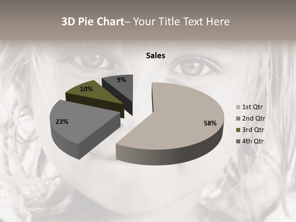 Black And White Portrait Of Cute Girl PowerPoint Template