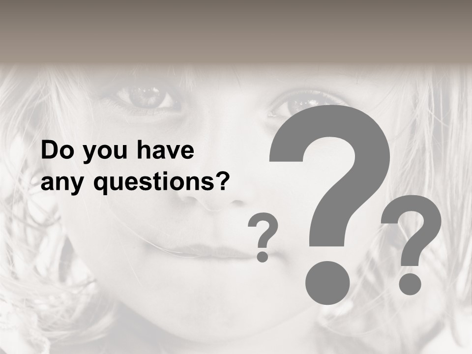 Black And White Portrait Of Cute Girl PowerPoint Template