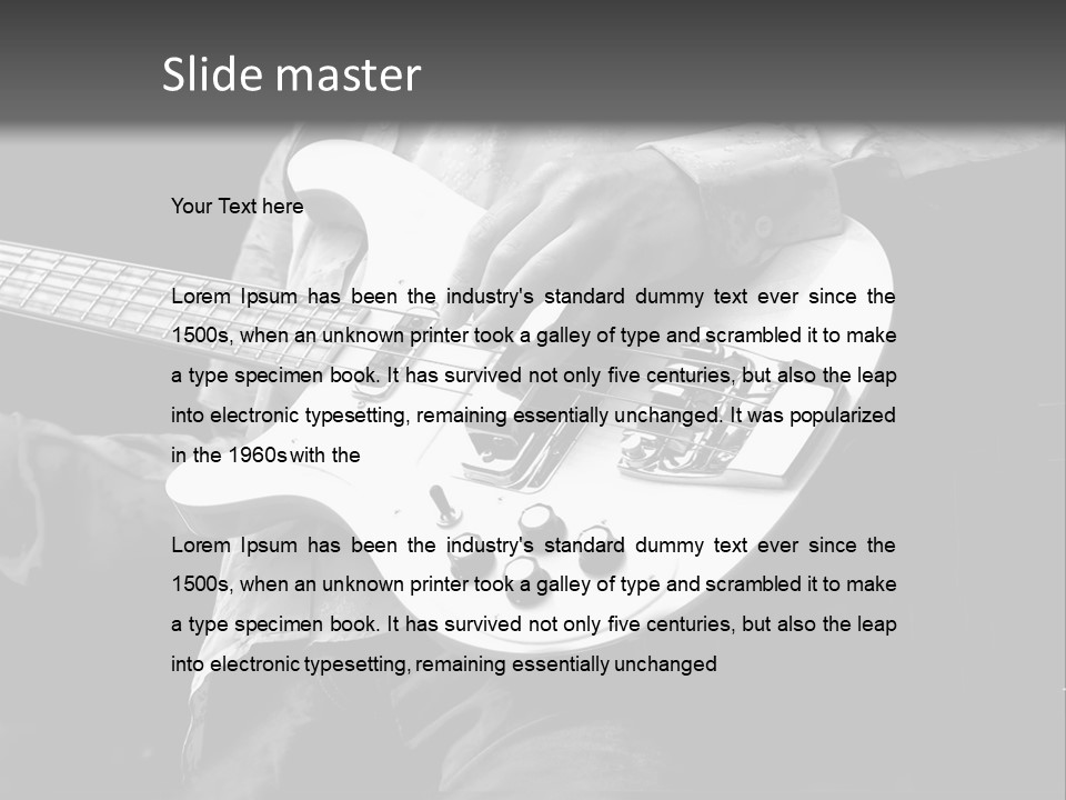 Man Playing Electrical Guitar In Black And White PowerPoint Template