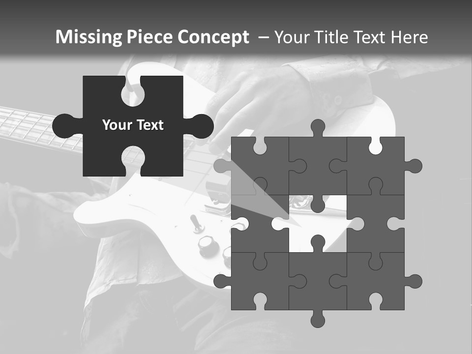 Man Playing Electrical Guitar In Black And White PowerPoint Template