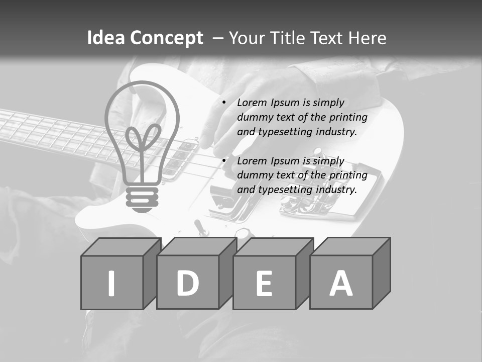 Man Playing Electrical Guitar In Black And White PowerPoint Template