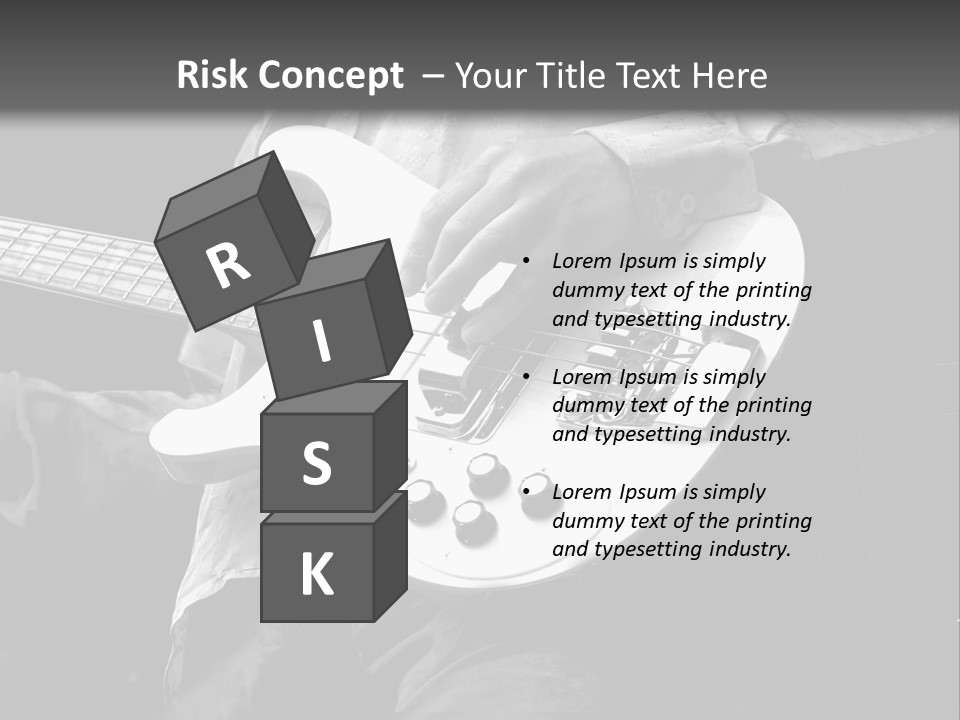 Man Playing Electrical Guitar In Black And White PowerPoint Template