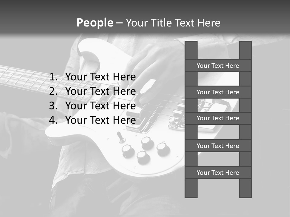 Man Playing Electrical Guitar In Black And White PowerPoint Template