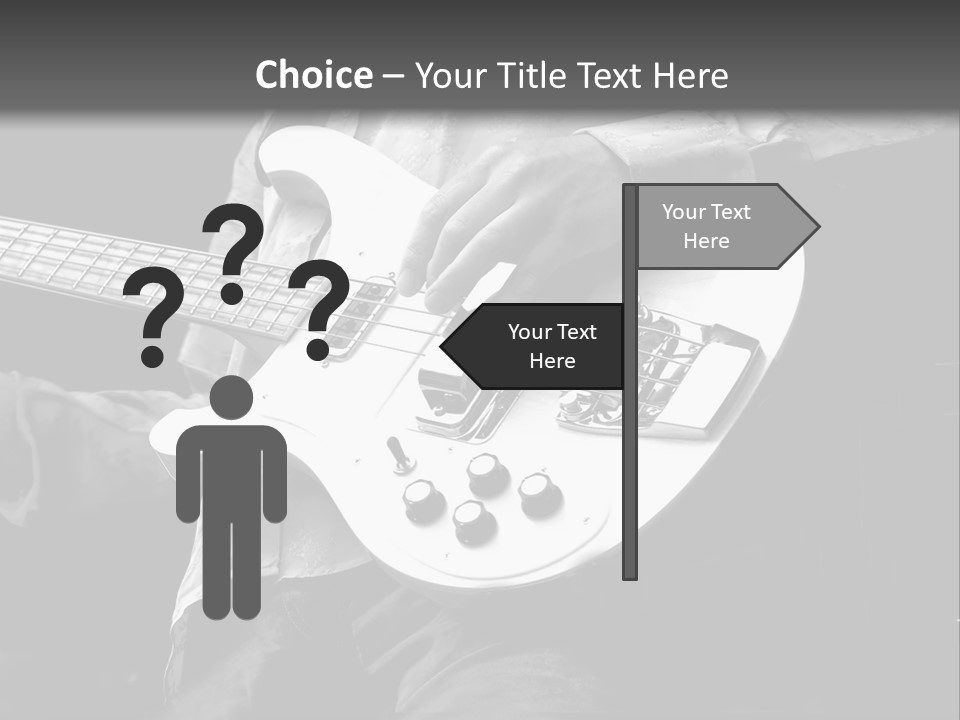 Man Playing Electrical Guitar In Black And White PowerPoint Template